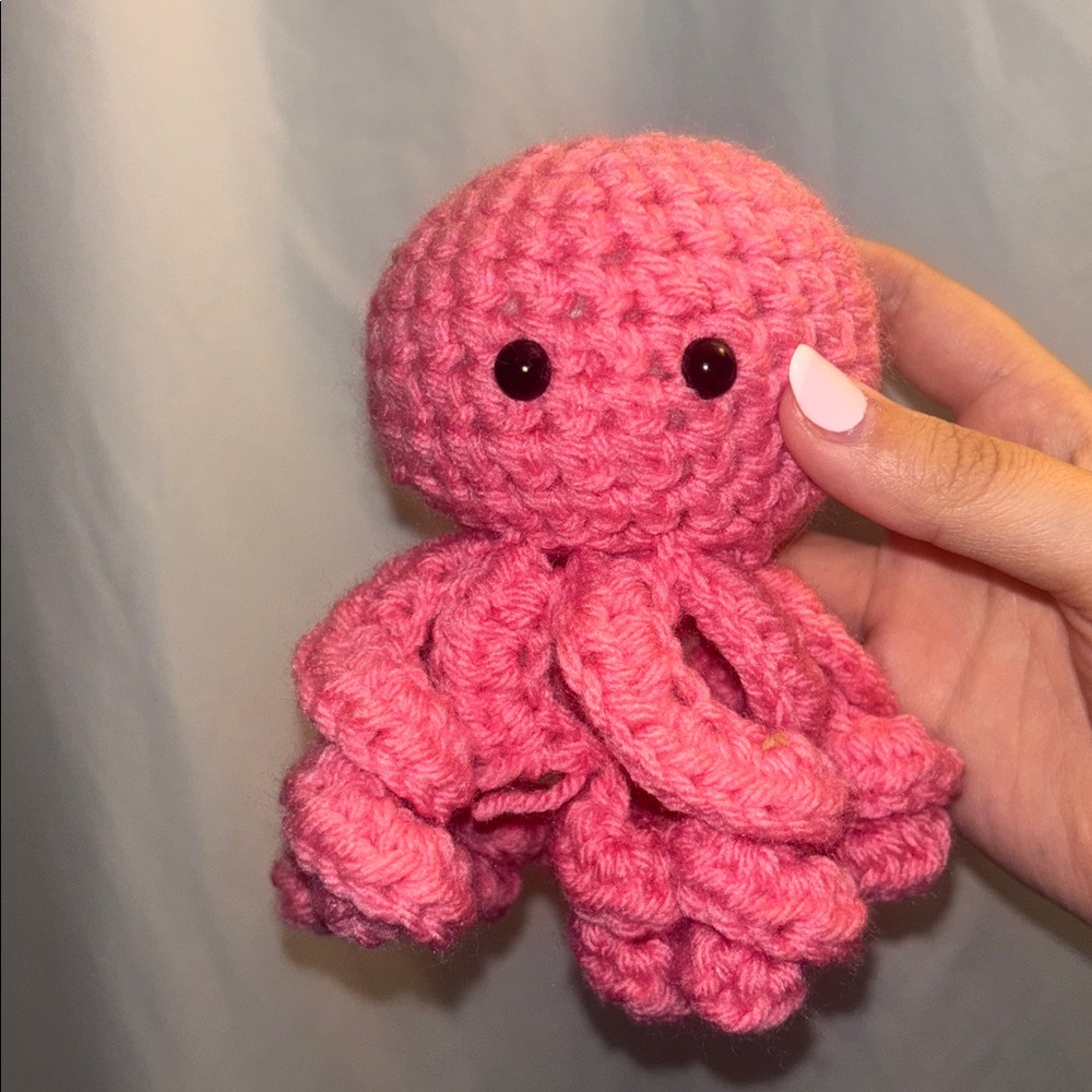 Pink Crochet Octopus Plush
